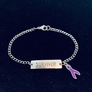 “Survivor” Awareness bracelet with purple ribbon charm